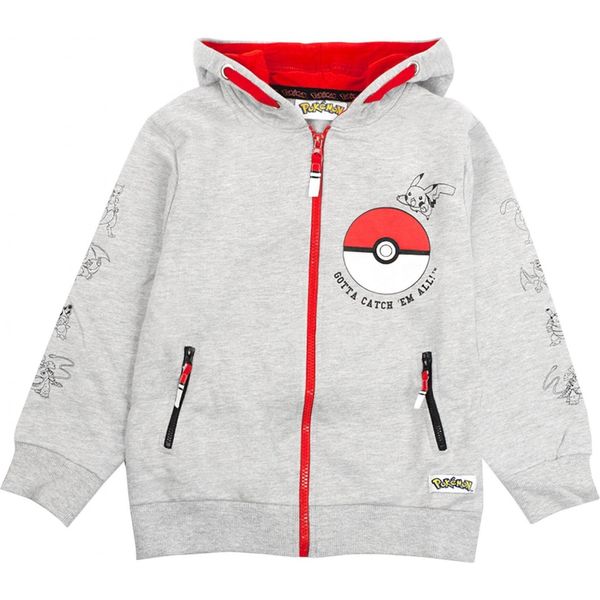 Pokemon - Felpa Con Cappuccio "Gotta Catch Em All"" Con Zip A Tutta Lunghezza Per Ragazzi NS7139 (158-164) (Grigio)"-image