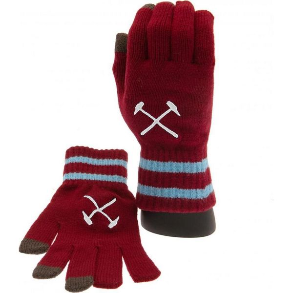 West Ham United Fc - Guanti Touchscreen Per Bambini, Jerseyware TA10191 (Taglia Unica) (Rosso Vino/Blu Cielo)-image
