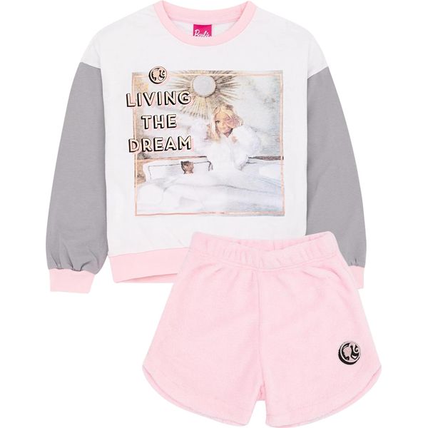 Barbie - Pigiama Da Bambina "Vivere Il Sogno"" NS7130 (104) (Bianco/Grigio/Rosa)"-image