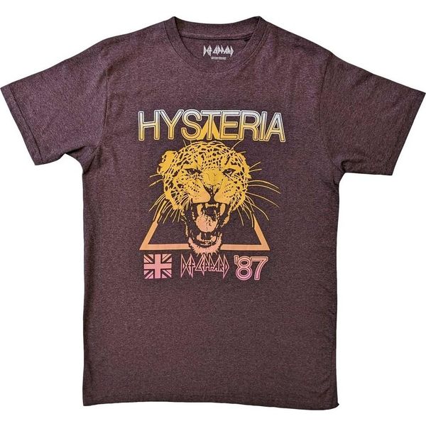 Def Leppard - Maglietta "Hysteria World Tour"" Per Uomo/Donna Unisex RO5344 (M) (Marrone)"-image