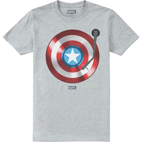 Captain America - Maglietta "Record"" Da Uomo TV2138 (S) (Grigio Screziato)"-image
