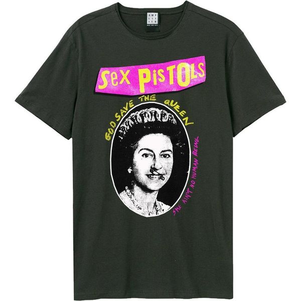 Amplified - Maglietta "God Save The Queen"" Logo Per Uomo/Donna Unisex GD1053 (3XL) (Charcoal)"-image
