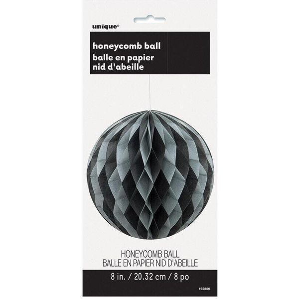 Unique Party - Decorazione A Nido D'ape, Carta Velina SG23931 (Taglia Unica) (Nero/Argento)-image