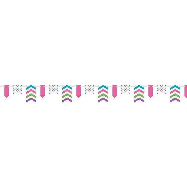 Unique Party - Bandiere A Pois E Chevron, Carta SG23605 (365,76 Cm) (Petrolio/Rosa/Verde)-image