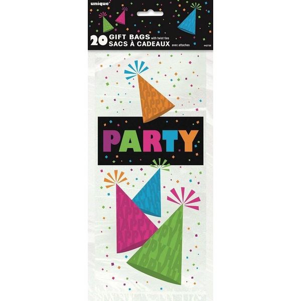 Unique Party - Sacchetti Per Feste In Cellophane Con Coriandoli Confezione Da 20 SG23904 (Taglia Unica) (Colorati)-image