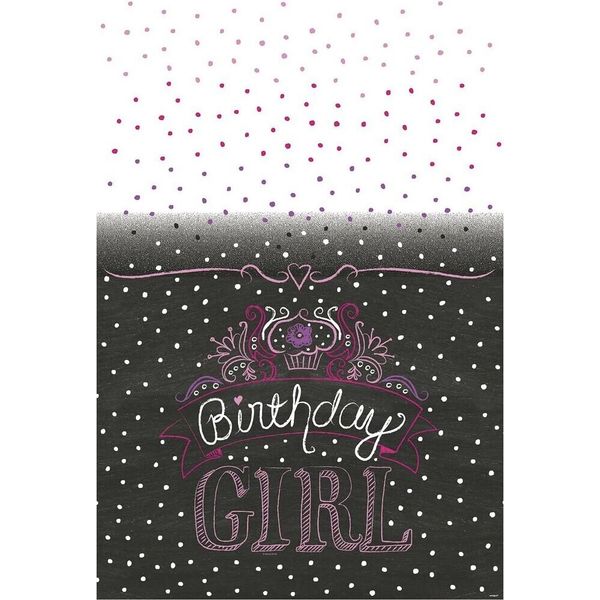 Unique Party - Tovaglia Per Festa "Birthday Girl"", Plastica SG24153 (Taglia Unica) (Nero/Bianco/Rosa)"-image