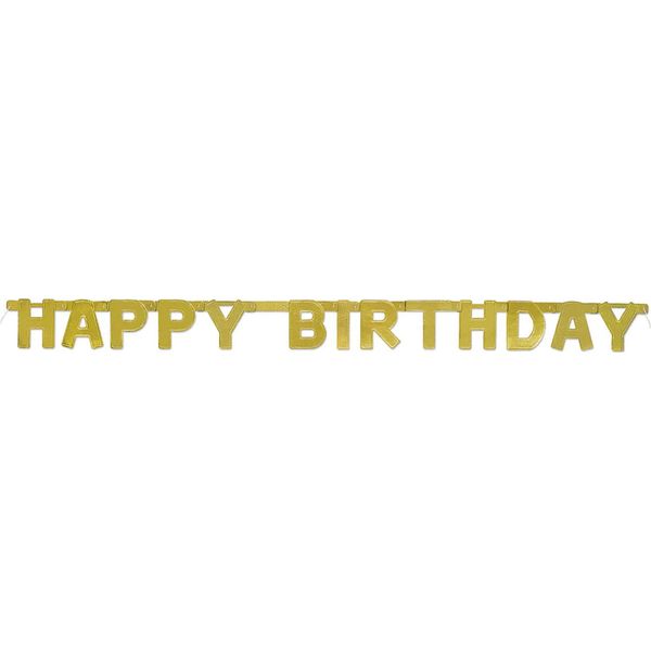 Unique Party - Lettere - Bandiera, Buon Compleanno - Plastica SG23955 (Taglia Unica) (Oro)-image