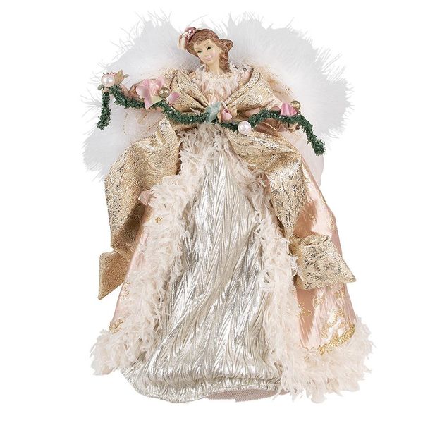 Angelo Decorativo Natalizio Clayre & Eef 40 Cm In Plastica Color Oro Rosa-image