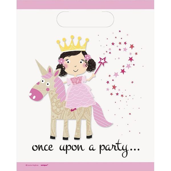 Unique Party - Sacchetto Regalo, Principessa - Confezione Da 8 SG23142 (Taglia Unica) (Rosa)-image