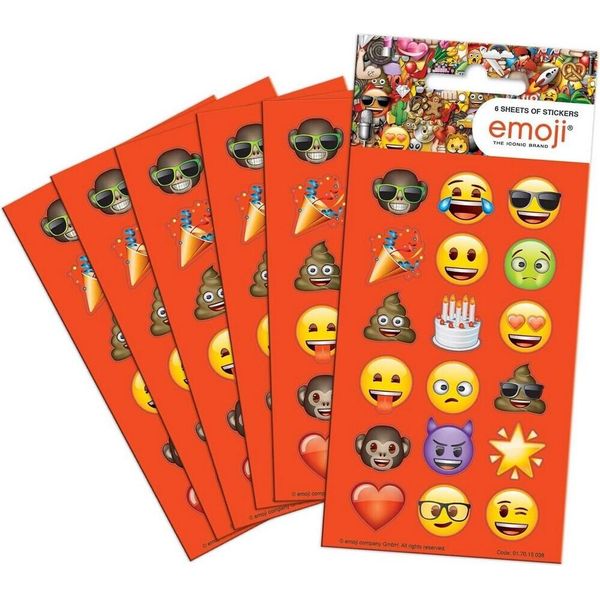 Emoji - Foglia Con Adesivi Confezione Da 6 SG24445 (Taglia Unica) (Colorato)-image