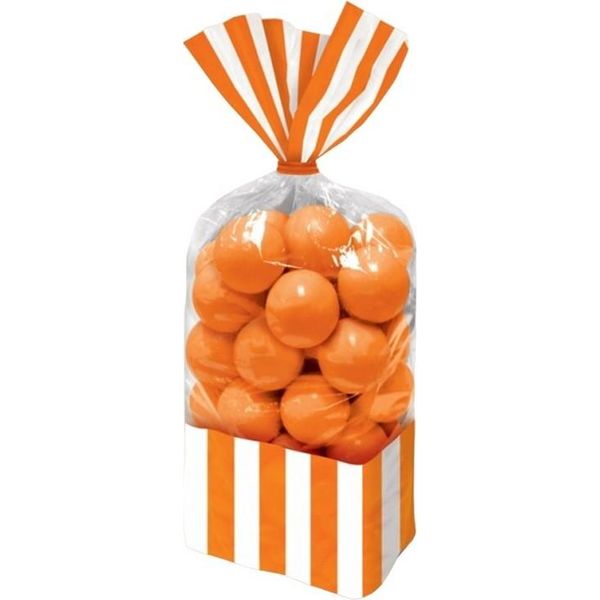 Amscan - Con Strisce Sacchetti In Cellophane Per Feste 10-Pack SG24403 (Taglia Unica) (Bianco/Arancio)-image