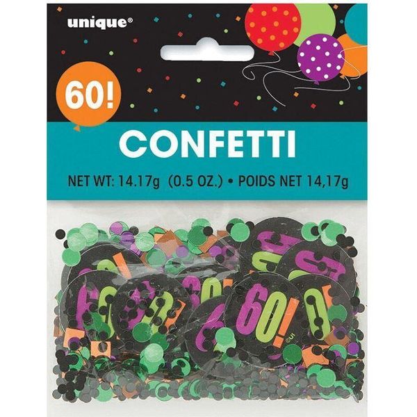 Unique Party - Coriandoli "Cheer"", 60° Compleanno - Lamina, Carta SG24216 (Taglia Unica) (Colorato)"-image