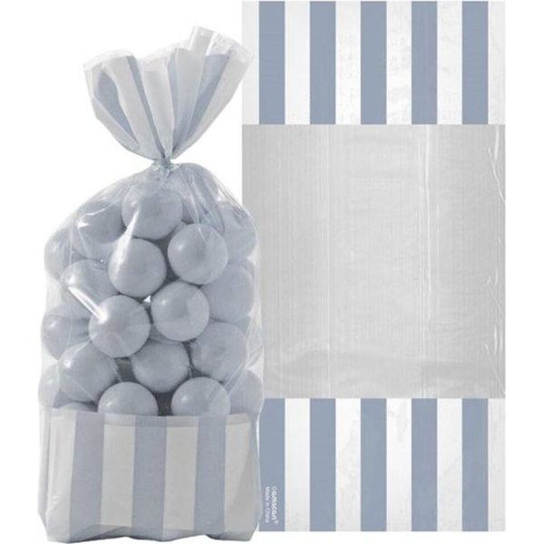 Amscan - Con Strisce Sacchetto Per Dolcetti 10-Pack SG24898 (Taglia Unica) (Argento)-image