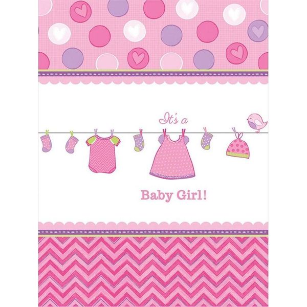 Amscan - "Love"" - Tovaglia Per Festa ""It's A Baby Girl"", Carta SG25088 (Taglia Unica) (Rosa/Bianco)"-image