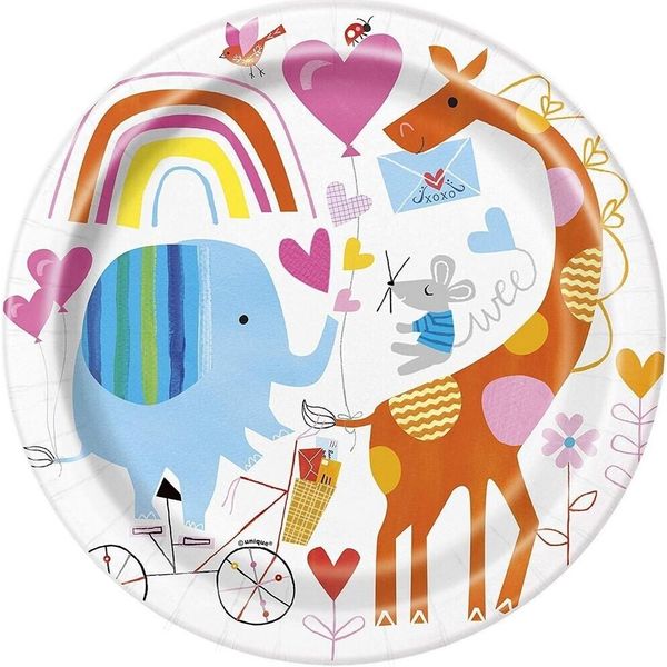 Unique Party - Zoo - Piatto Party, Baby Shower 8-Pack - Carta SG24917 (Taglia Unica) (Colorato)-image