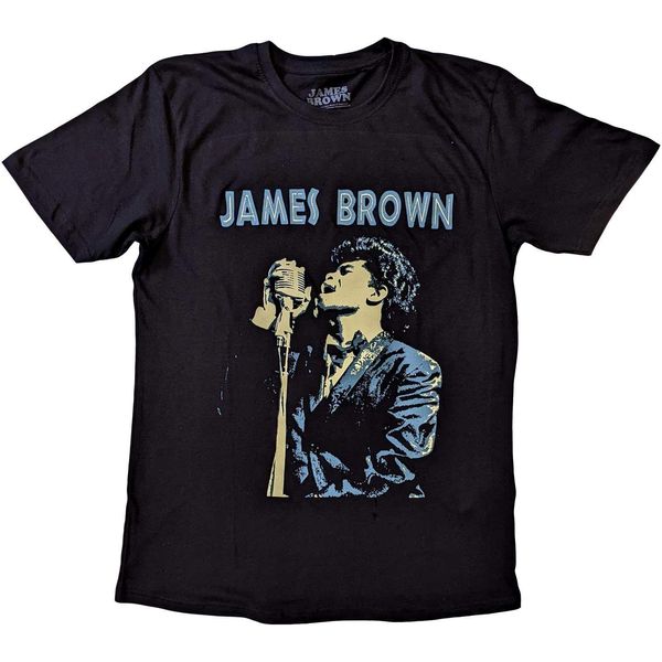 James Brown - Maglietta "Holding Mic"" Per Uomo/Donna Unisex RO5588 (Xl) (Nero)"-image