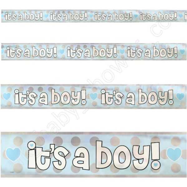 Unique Party - Bandiera "Its A Boy"", Foil, Baby Shower SG23379 (365,76 Cm) (Blu/Grigio/Bianco)"-image