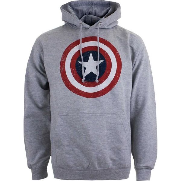 Captain America - Felpa Con Cappuccio Da Uomo TV2176 (L) (Grigio Screziato)-image