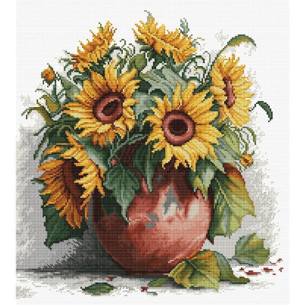 Luca-S Kit Per Ricamo A Punto Croce "I Girasoli"", Schema A Contare, 28X30Cm"-image