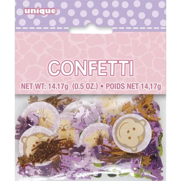 Unique Party - Safari - Coriandoli, 1° Compleanno - Foglio, Cartone SG25216 (Taglia Unica) (Rosa/Oro)-image
