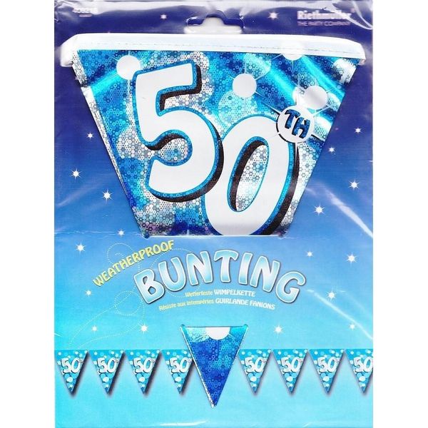 Amscan - Bandiere Glitterate, Foil, 50° SG25610 (Taglia Unica) (Blu/Argento)-image