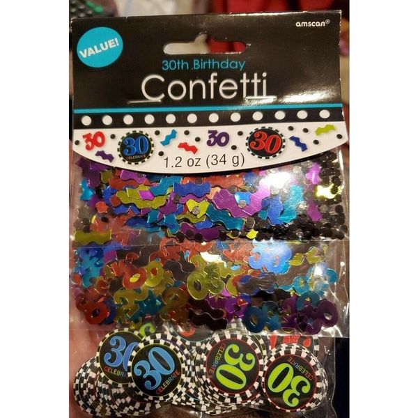 Amscan - Mirra - Coriandoli, 30° Compleanno 3-Pack - Carta, Foglio SG25455 (Taglia Unica) (Colorato)-image