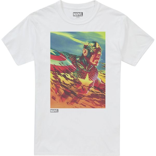 Captain America - Maglietta "Grido Di Guerra"" Da Uomo TV2243 (Xxl) (Bianco)"-image