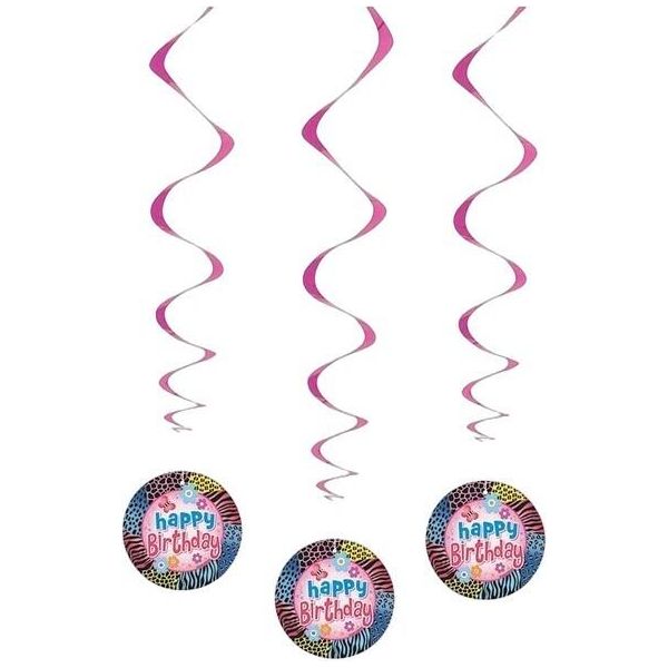 Unique Party - Stampa Animali - Decorazione Da Appendere "Wild"", Compleanno 3-Pack - Foil SG26026 (Taglia Unica) (Colorato)"-image