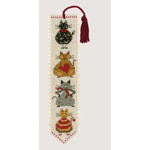 Segnalibro Le Bonheur Des Dames Kit Punto Croce "Funny Cat"", 5X20Cm"-image