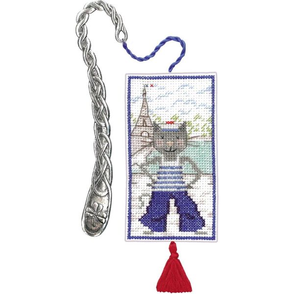 Segnalibro Le Bonheur Des Dames Kit Punto Croce Contato "Marinaio Gatto"", 4X8Cm"-image