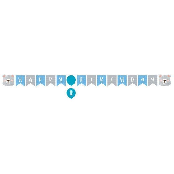 Creative Party - Orso - Bandiera, Compleanno - Carta SG26071 (Taglia Unica) (Azzurro/Grigio/Bianco)-image