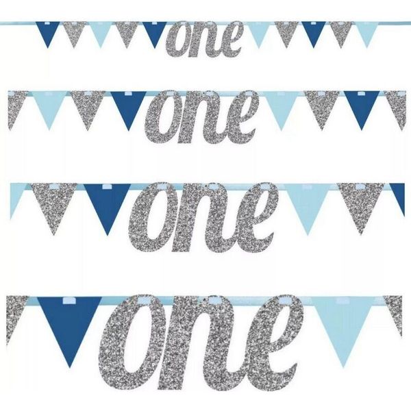 Creative Party - Glitter - Bandiera "Uno"", Nastro SG26235 (Taglia Unica) (Blu/Argento)"-image