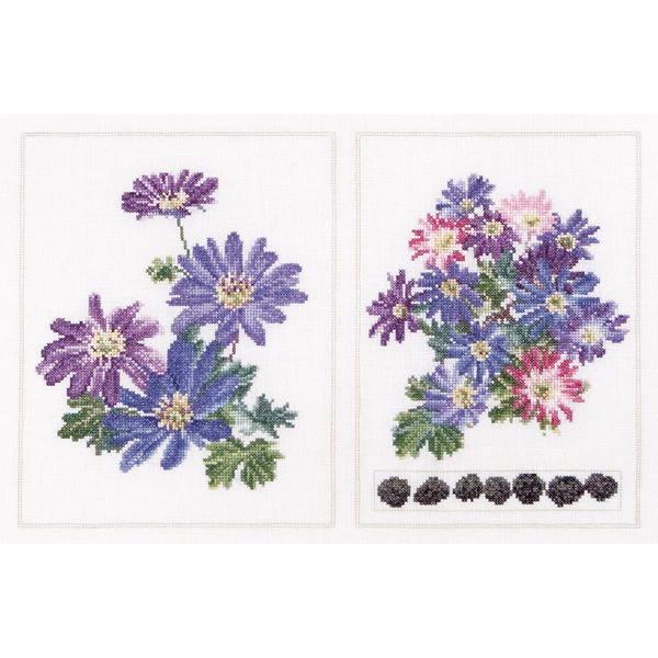 Thea Gouverneur Kit Punto Croce "Anemone Panel Evenweave"", 34X22Cm"-image