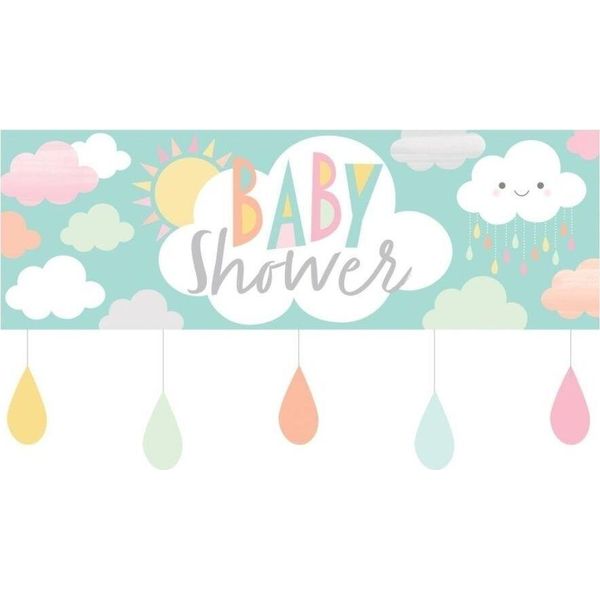 Creative Party - Sole E Nuvole - Striscione, Baby Shower - Plastica, Cartone SG26409 (Taglia Unica) (Colorato)-image
