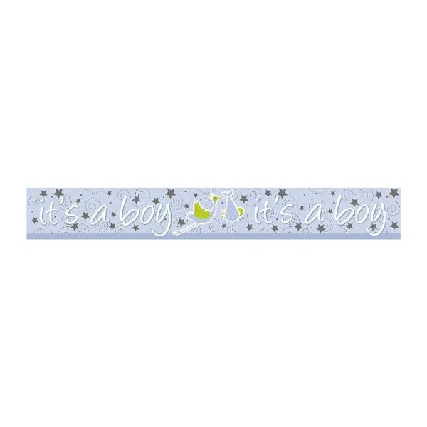 Amscan - Design Olografico - Bandiera "Its A Boy"" - Foil SG26331 (Taglia Unica) (Blu/Bianco)"-image