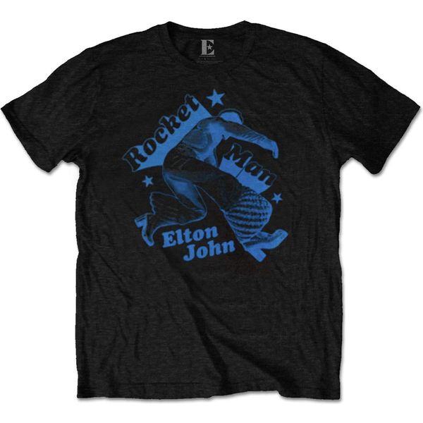 Elton John - Maglietta "Rocketman Jump"" Per Uomo/Donna Unisex RO8620 (M) (Nero)"-image