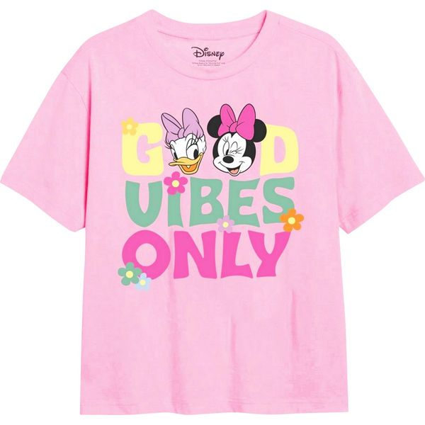 Disney - Maglietta "Solo Buone Vibrazioni"" Per Ragazze TV2420 (104) (Rosa Chiaro)"-image
