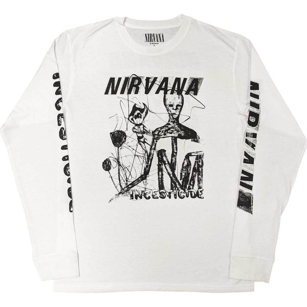 Nirvana - Maglietta "Incesticide"" Per Uomo/Donna Unisex Manica Lunga RO5747 (S) (Bianco)"-image