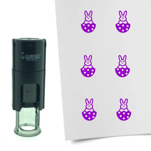 Timbro Combicraft Coniglietto Di Pasqua In Uovo Rotondo Da 10 Mm - Inchiostro Viola-image