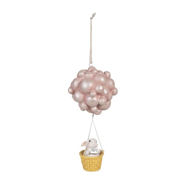 Ciondolo Decorativo Clayre & Eef Mongolfiera 22 Cm Beige Rosa Poliresina-image