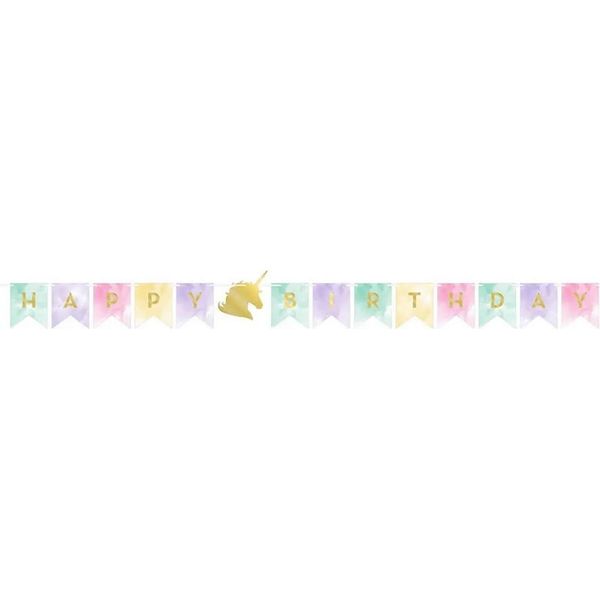Creative Party - Unicorno - Bandiera, Buon Compleanno - Carta SG26489 (Taglia Unica) (Colorato)-image