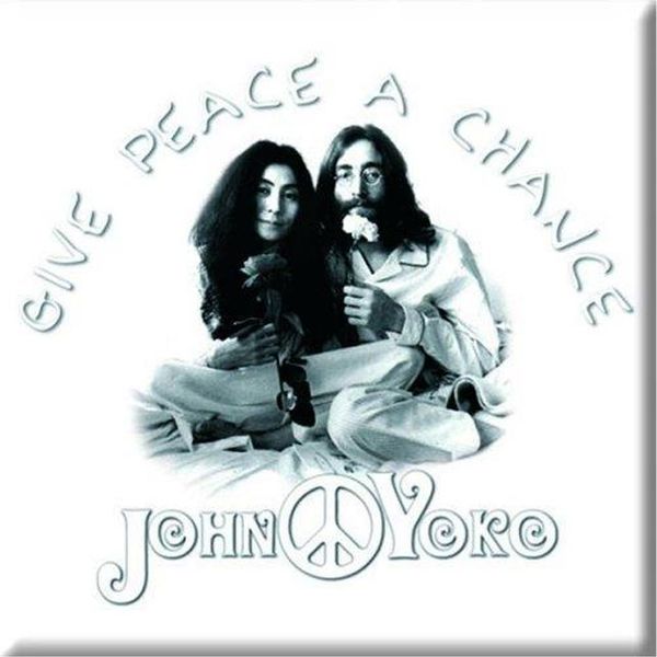 John Lennon - Magnete Da Frigo "Give Peace A Chance"" RO8842 (Taglia Unica) (Bianco/Nero)"-image