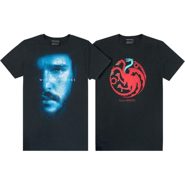 Game Of Thrones - Maglietta Da Uomo "Draghi Del Ghiaccio E Del Fuoco"" (Confezione Da 2) NS7291 (Xl) (Nero)"-image