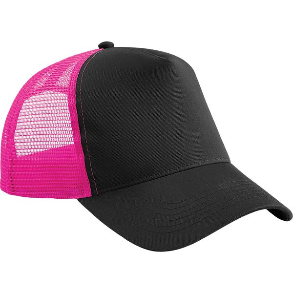 Beechfield - Cappello Trucker Snapback Per Uomini/Donne Unisex BC5260 (Taglia Unica) (Nero/Fucsia)-image