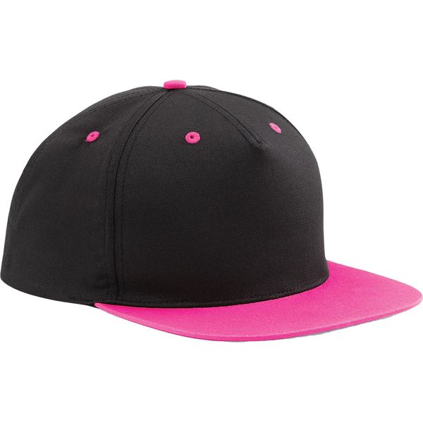 Beechfield - Cappellino Snapback 5 Segmenti Per Uomo/Ladies Unisex BC5264 (Taglia Unica) (Nero/Fucsia)-image