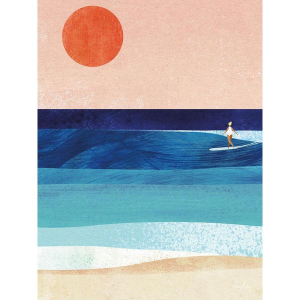 Henry Rivers - Leinwanddruck, Surfer PM6467 (40 Cm X 30 Cm) (Blau/Pfirsich/Arancione)-image