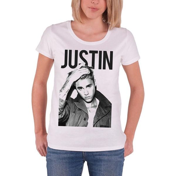 Justin Bieber - Maglietta "Bold"" Da Donna RO6070 (L) (Bianco)"-image