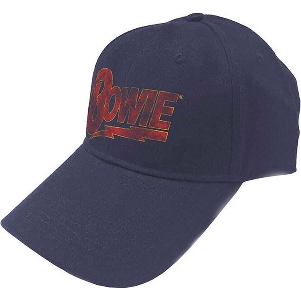 David Bowie - Cappellino Da Baseball Logo Per Uomo/Donna Unisex RO6211 (Taglia Unica) (Navy/Rosso)-image