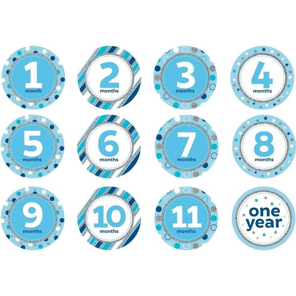 Creative Party - Glitter - Sticker "Milestone"" Confezione Da 12 Pezzi SG24964 (Taglia Unica) (Blu/Bianco)"-image