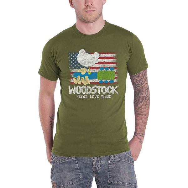 Woodstock - Maglietta Uomo/Donna Unisex RO9030 (Xl) (Verde Militare)-image